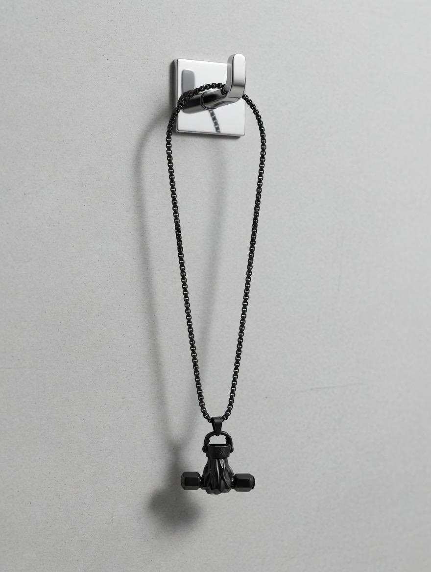 Iron Pulse Dumbbell Pendant Necklace