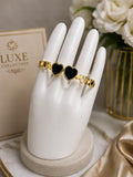 Elegant Gold & Black Heart Charm Bracelet
