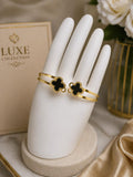 Elegant Black Clover Gold Bracelet Set