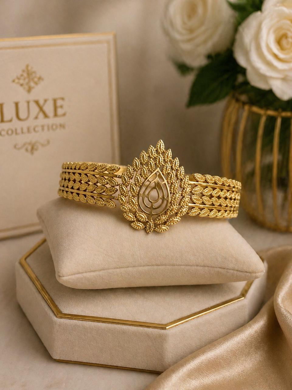 Golden Leaf Crown Cuff Bracelet