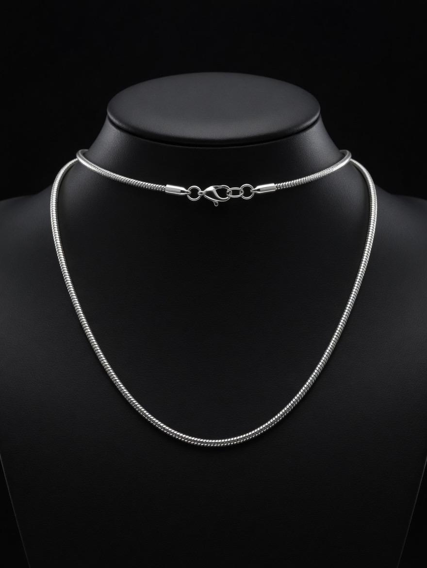 Men’s Silver Snake Chain Necklace – Sleek Minimalist Chain