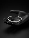 Minimalist Geometric Open Cuff Bracelet for Men (Silver & Black)