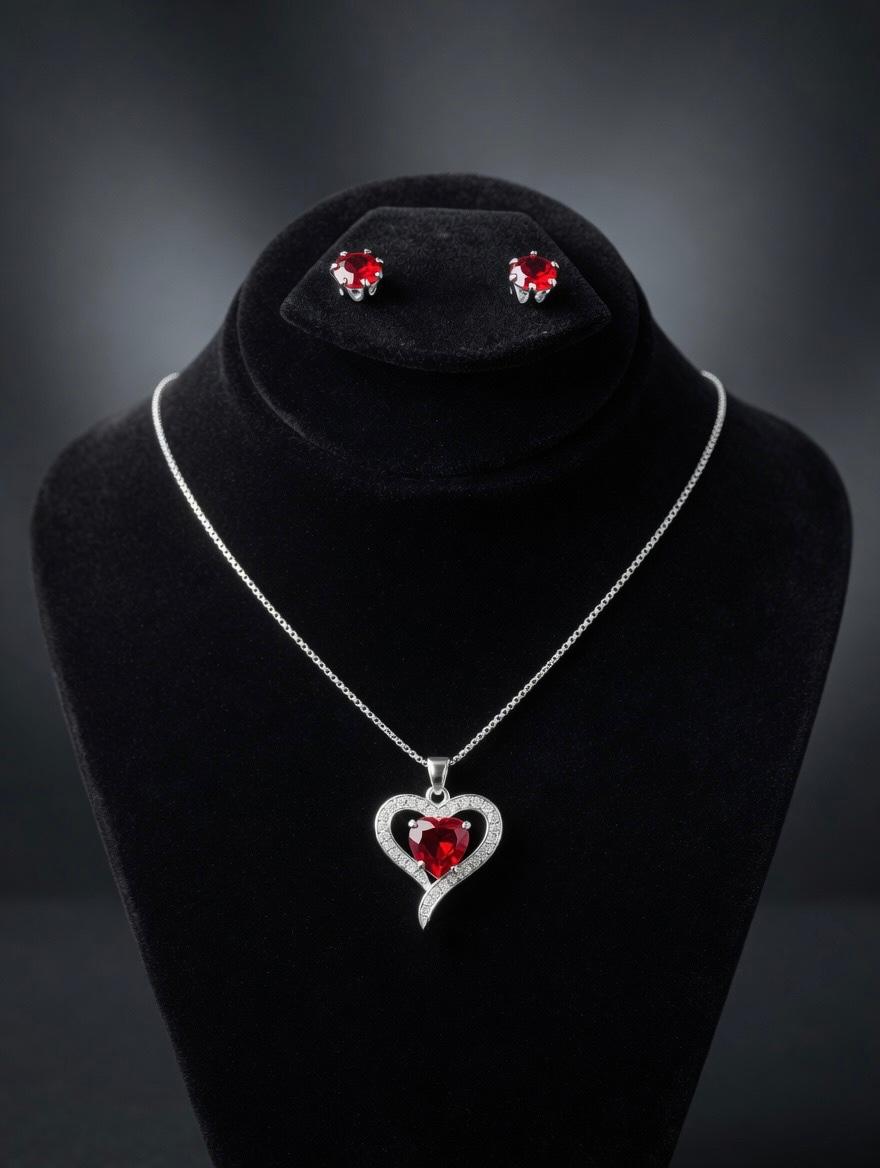 Crimson Heart Elegance Jewelry Set