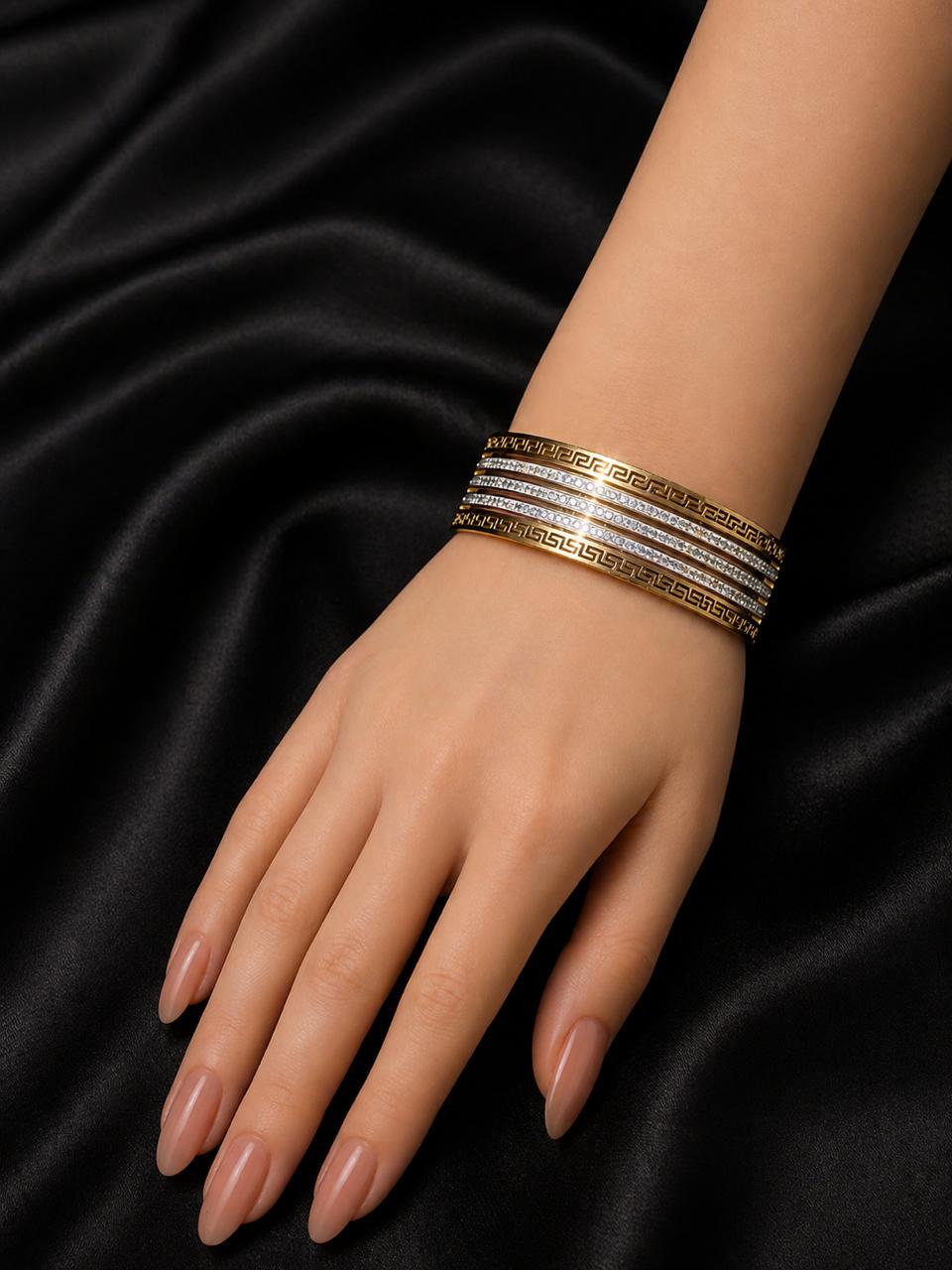 Luxury Gold Multi-Layer Crystal Cuff Bracelet