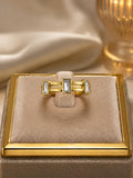 Modern Triple Baguette Gold Ring