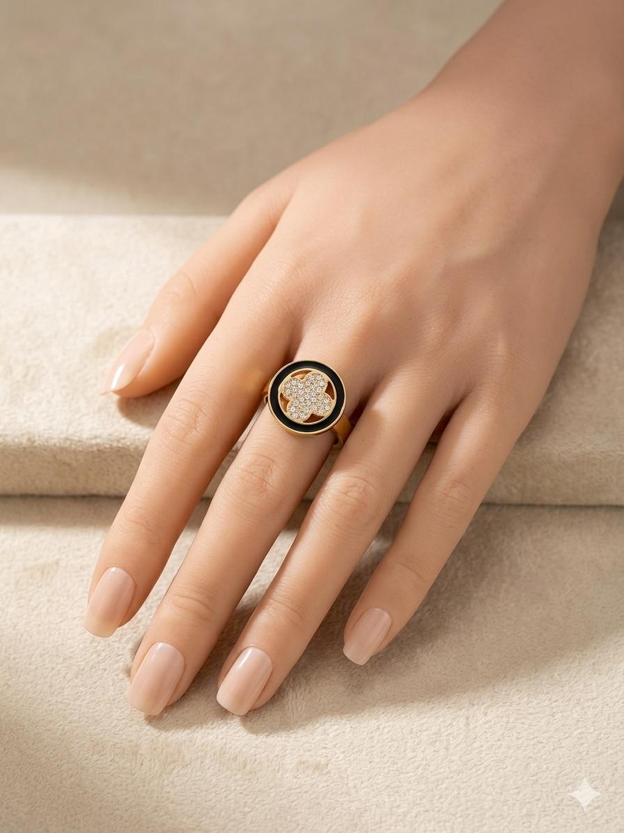 Elegant Floral Halo Gold Ring