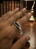 Modern Silver Ring with Black Inlay for men