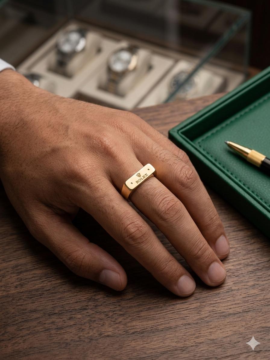 Rolex-Inspired Gold Statement Ring