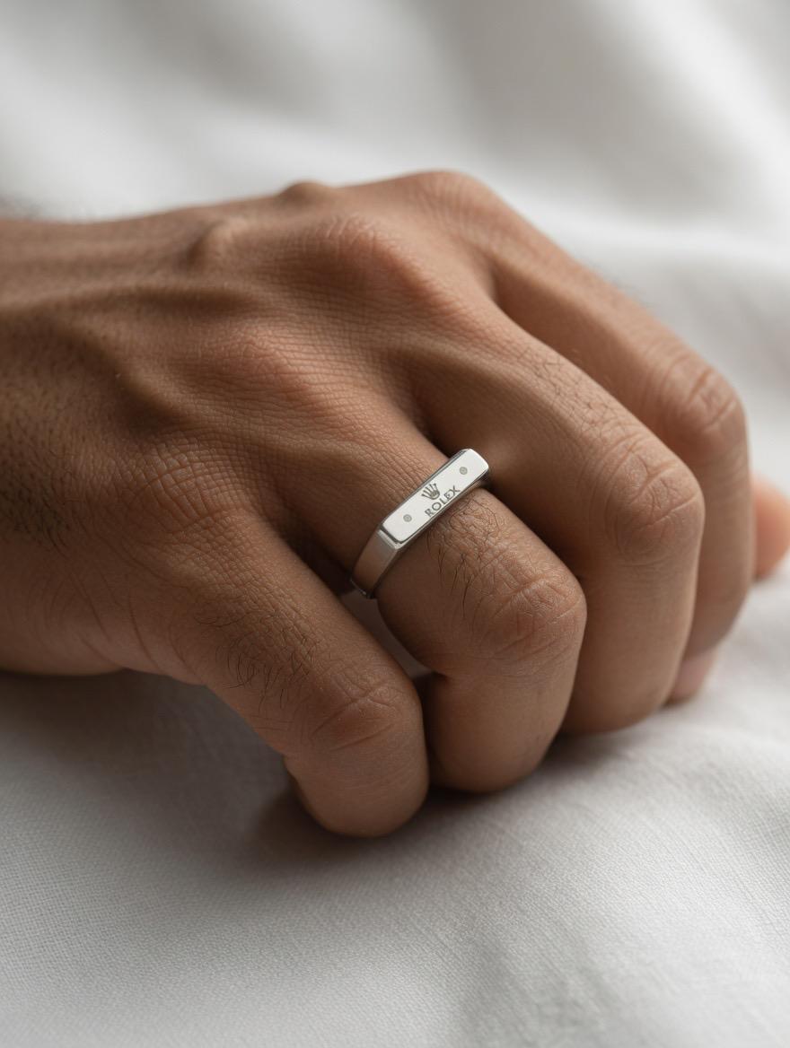 Minimalist Rolex-Inspired Silver Statement Ring