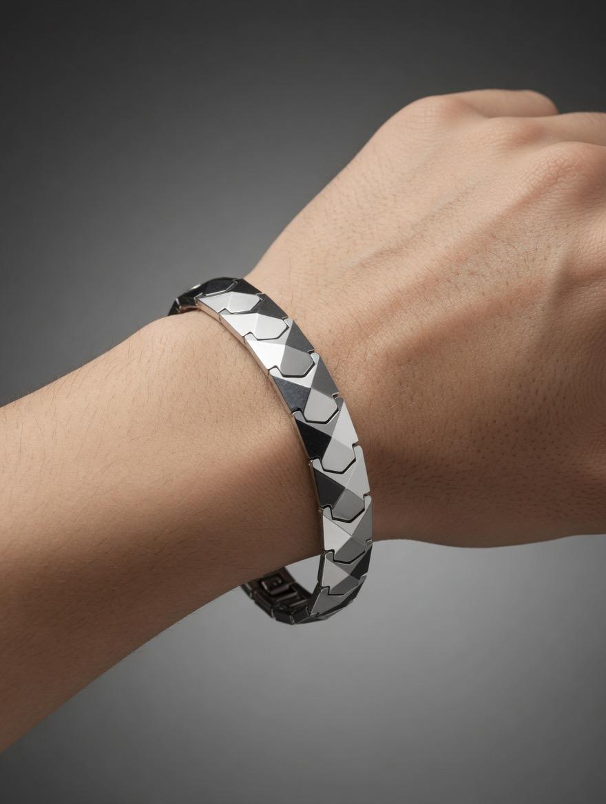 Silver Geometric Link Bracelet