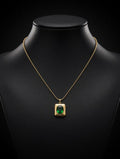 Elegant Green Stone Gold Pendant Necklace