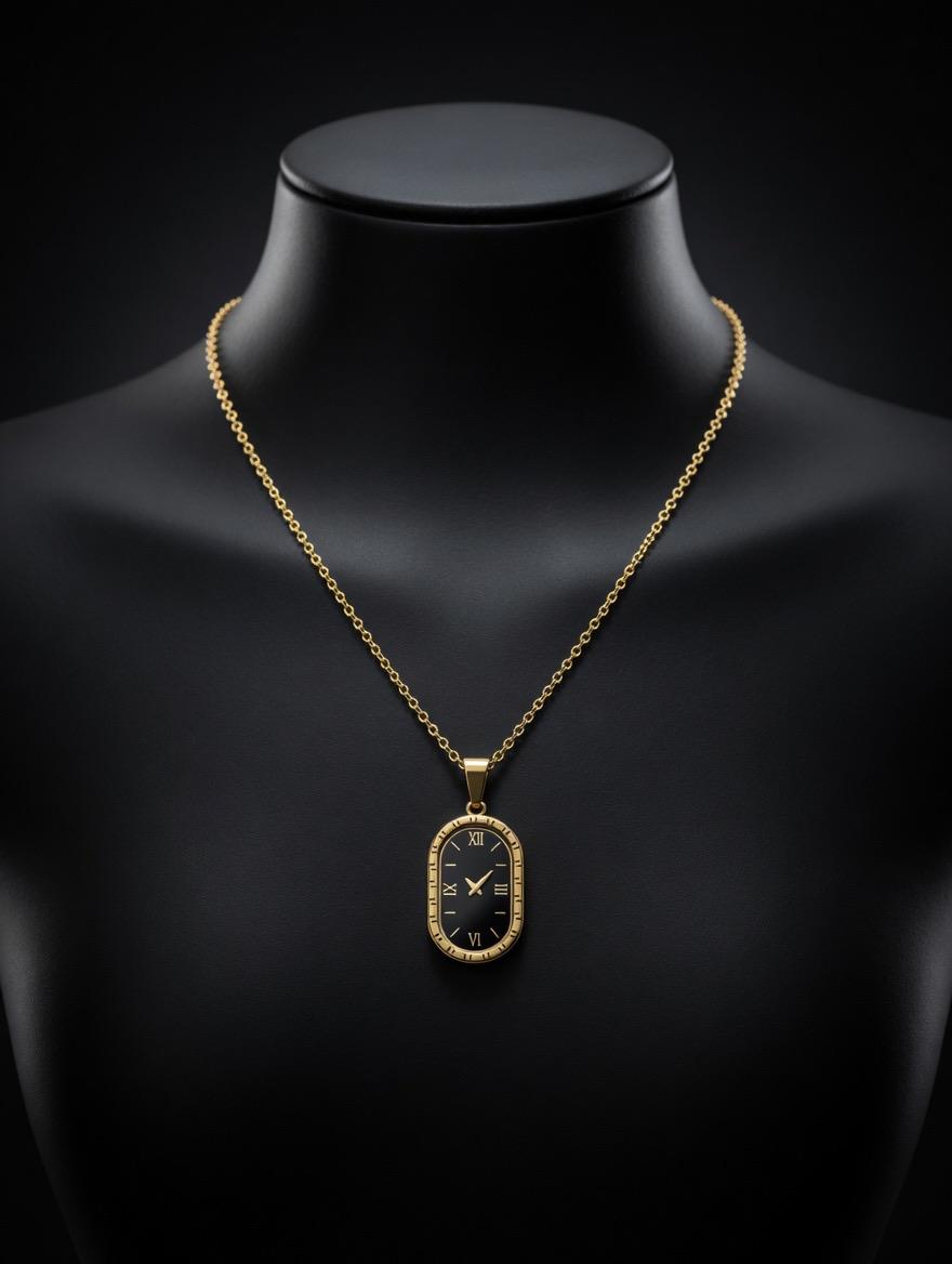 Timeless Elegance Clock Pendant Necklace
