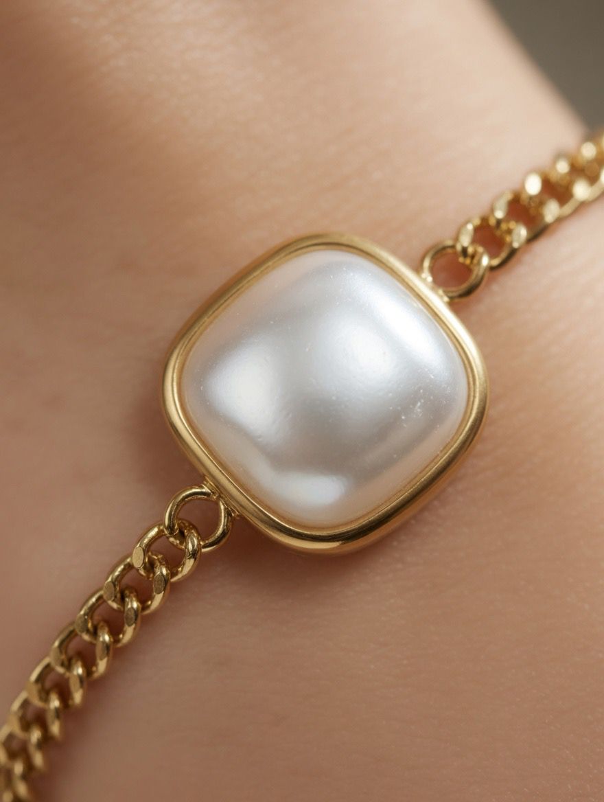 Elegant Gold Pearl Chain Bracelet