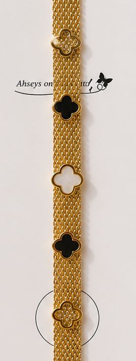 Luxury Gold Clover Charm Mesh Bracelet for Women