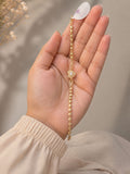 Luxury Heart Charm Gold Bracelet with Crystal Center