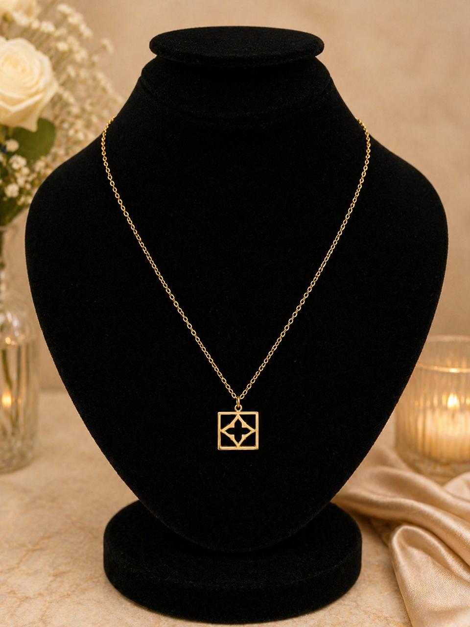 Elegant Geometric Square Pendant Necklace