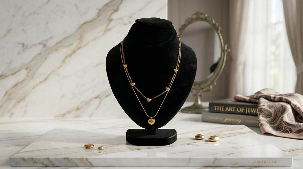 Elegant Multi-Layer Heart Charm Necklace