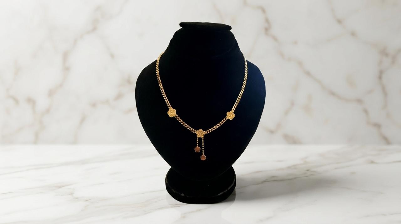 Elegant Gold Floral Drop Necklace for Women