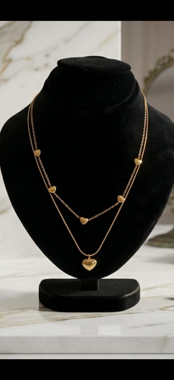 Elegant Multi-Layer Heart Charm Necklace
