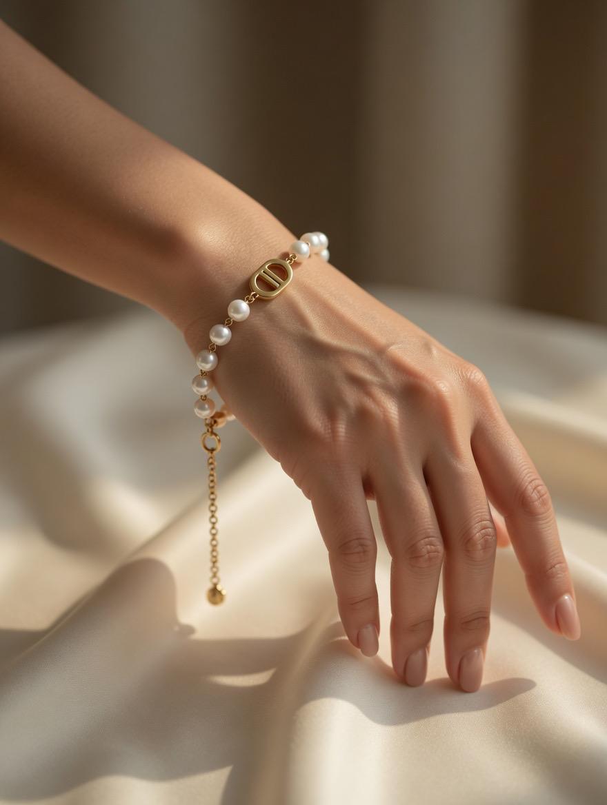 Elegant Pearl Bracelet for Women – Gold Charm Adjustable Chain Luxury Jewelry