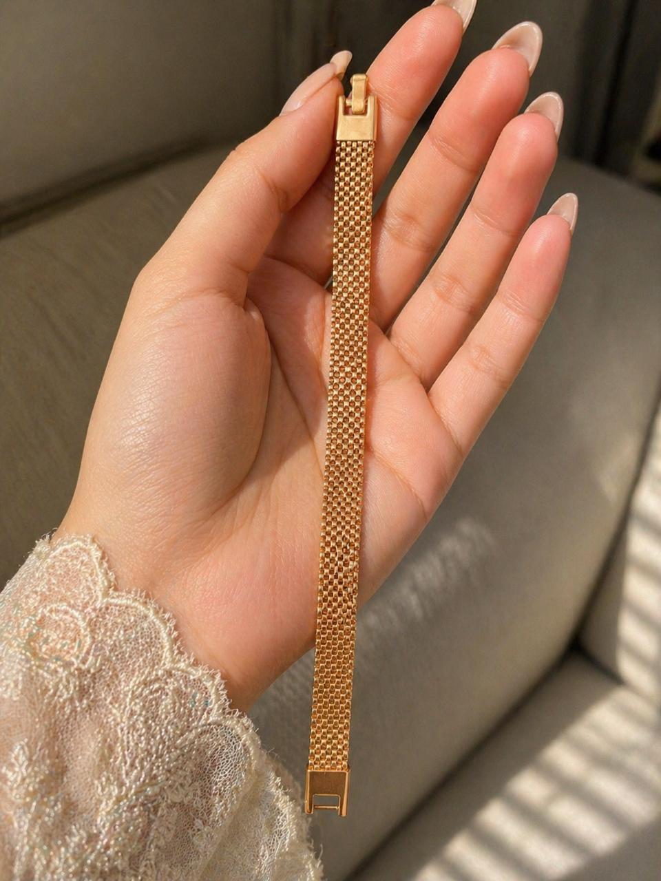 Gold Mesh Bracelet for Women – Sleek Wide Chain Elegant Minimalist Jewelry