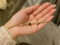 Gold Clover Charm Bracelet for Women – Elegant Mesh Chain with Crystal Accents