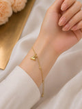 Dainty Gold Heart Charm Bracelet for Women – Adjustable Minimalist Romantic Jewelry Gift