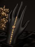 Elegant Gold Hand Chain Bracelet with Leaf Design & Statement Charm