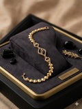 Elegant Gold Butterfly Charm Heart Link Bracelet