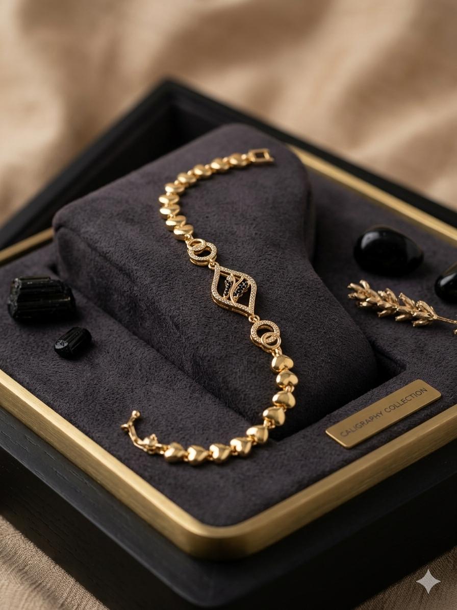 Elegant Gold Butterfly Charm Heart Link Bracelet