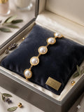 Luminous Pearl Gold Link Bracelet – Elegant Classic Jewelry