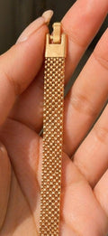 Gold Mesh Bracelet for Women – Sleek Wide Chain Elegant Minimalist Jewelry