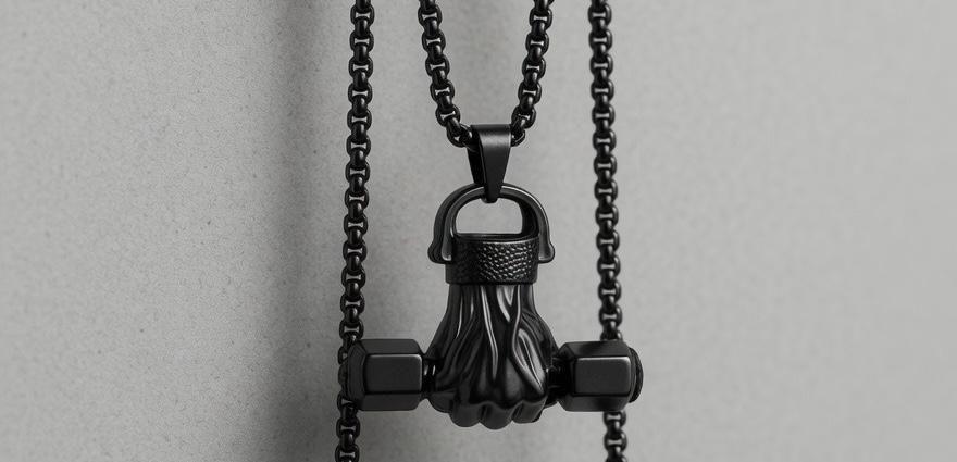 Iron Pulse Dumbbell Pendant Necklace