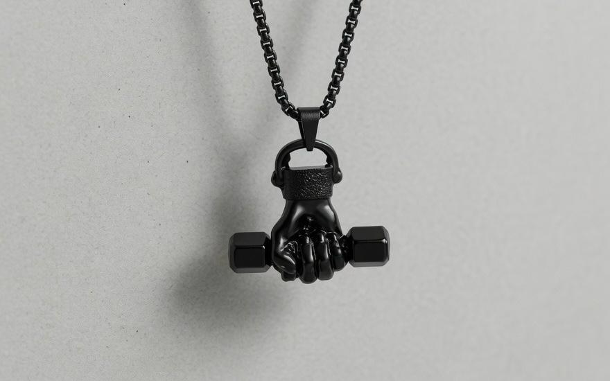 Iron Pulse Dumbbell Pendant Necklace