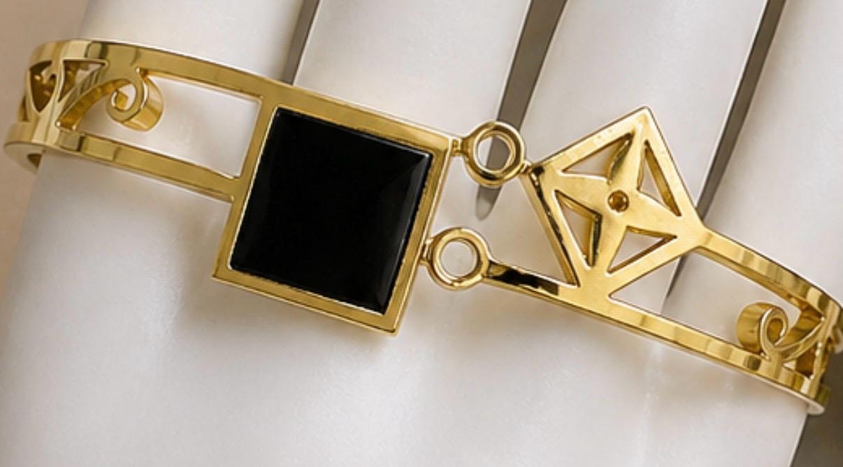 Modern Geometric Gold Bracelet Duo