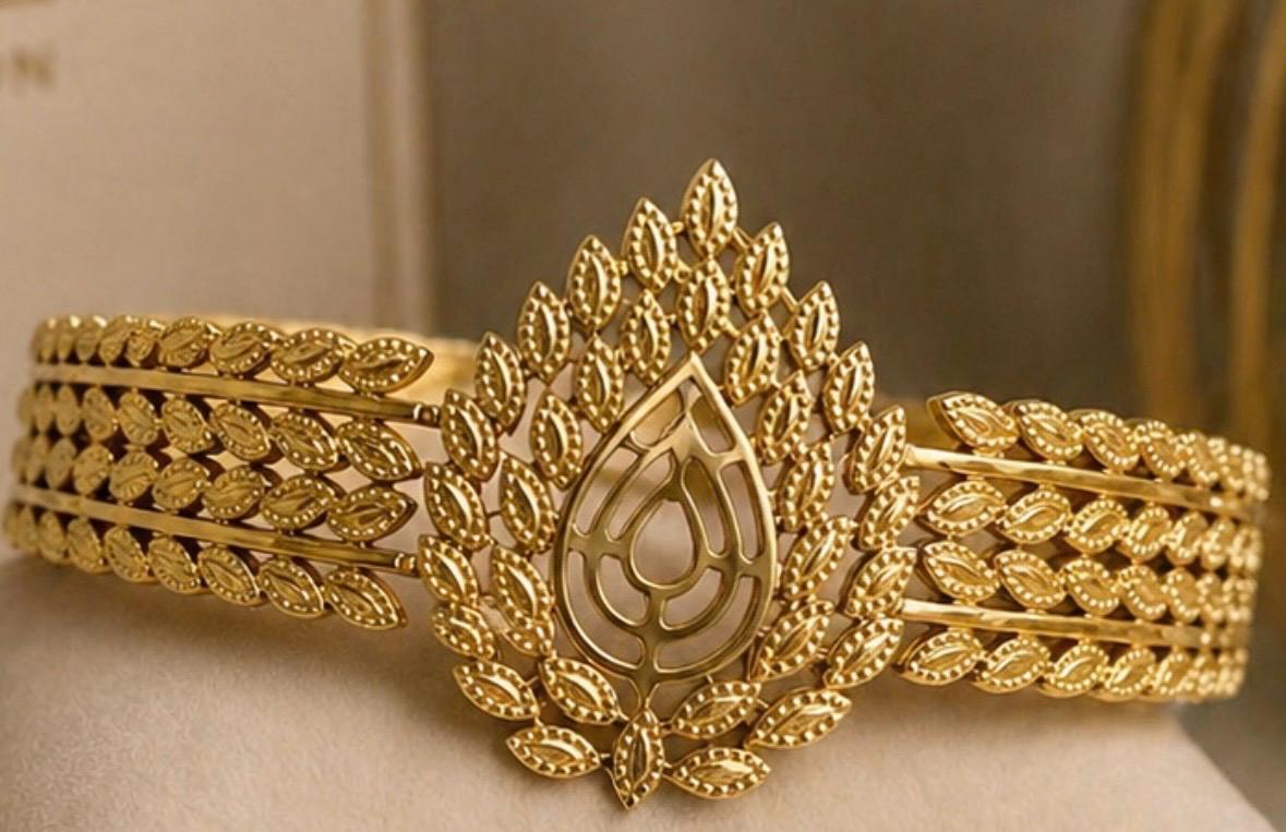 Golden Leaf Crown Cuff Bracelet