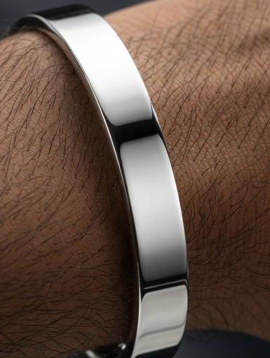 Men’s Minimal Black & Sliver Stainless Steel Bracelet – Sleek Modern Cuff
