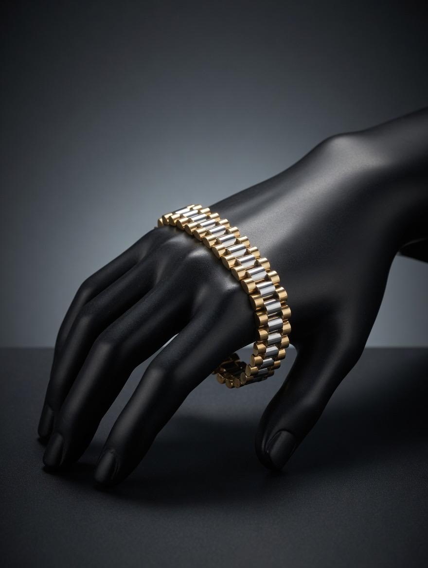 Modern Luxe Link Bracelet Collection (Black&Sliver&Gold&Gold,Sliver)