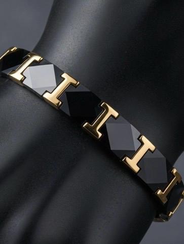 Luxury Geometric Gold & Black Link Bracelet