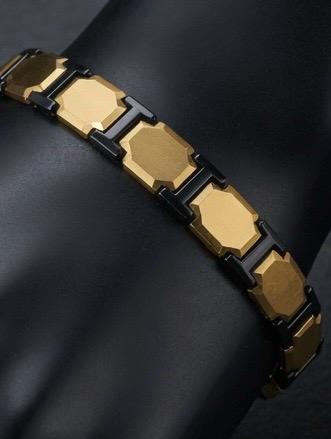 Luxury Geometric Gold & Black Link Bracelet