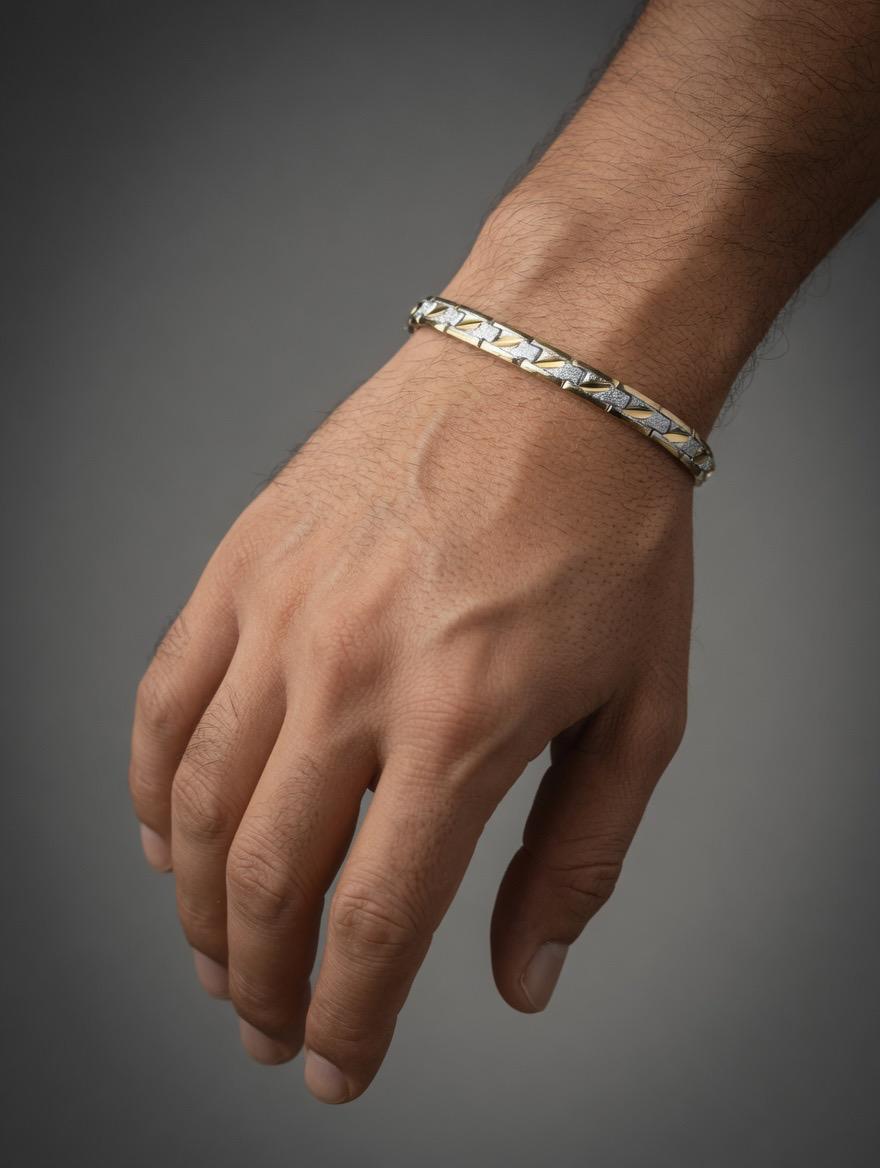 Men’s Silver Star Link Bracelet – Luxury Geometric Chain Bracelet