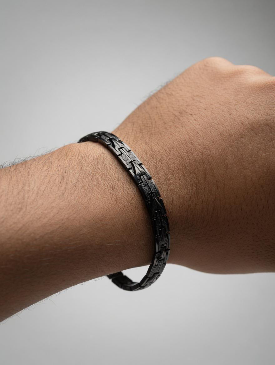 Men’s Silver Star Link Bracelet – Luxury Geometric Chain Bracelet