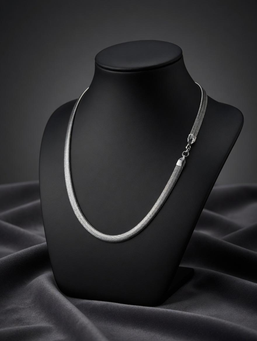 Luxury Herringbone Chain Necklace – Sleek Gold & Silver Flat Link Statement Chain
