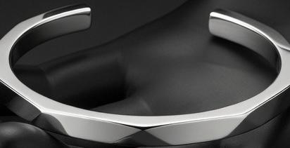 Minimalist Geometric Open Cuff Bracelet for Men (Silver & Black)