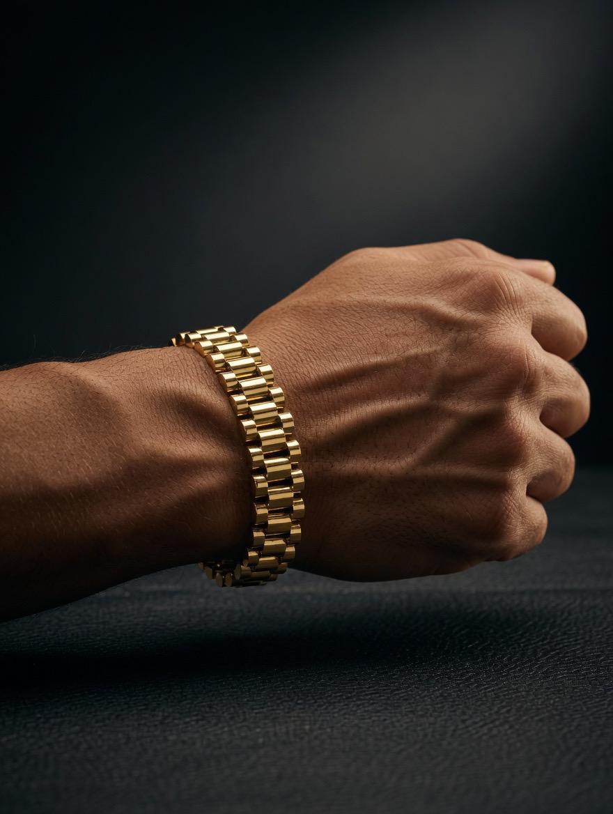 Modern Luxe Link Bracelet Collection (Black&Sliver&Gold&Gold,Sliver)
