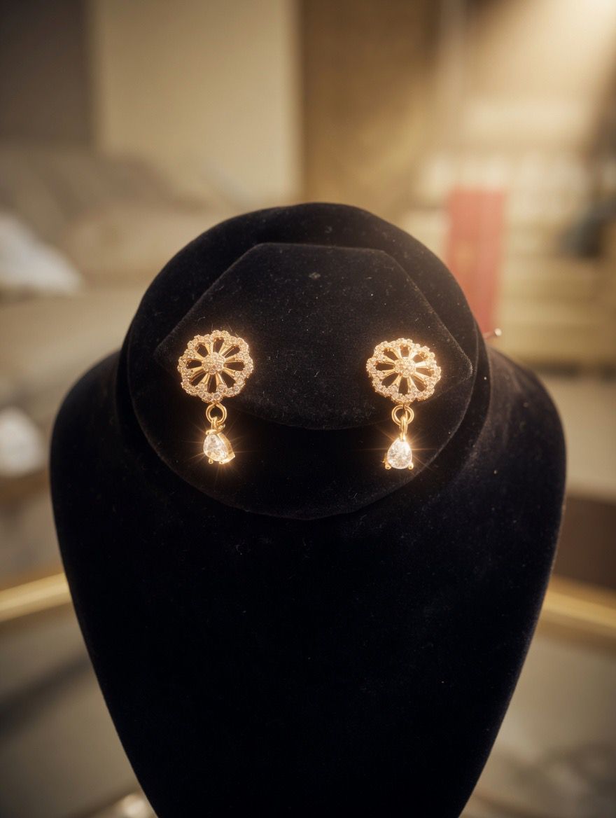 Elegant Rose Gold Floral Crystal Jewelry Set