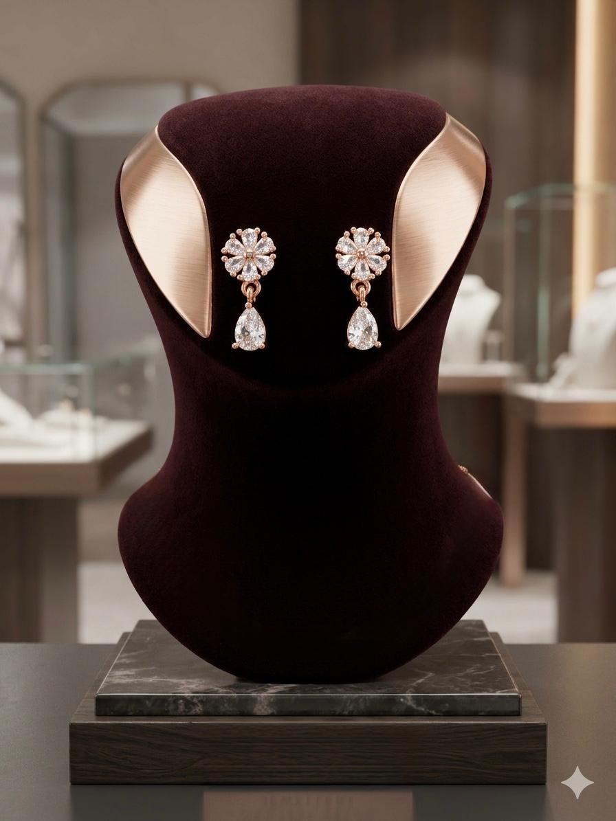 Aurora Diamond Collection – Elegant Floral Necklace & Earring Set