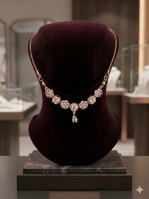 Aurora Diamond Collection – Elegant Floral Necklace & Earring Set