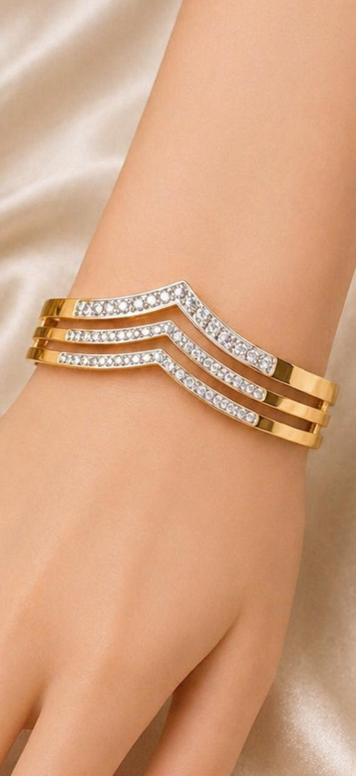 Elegant Crystal Wave Gold Bracelet