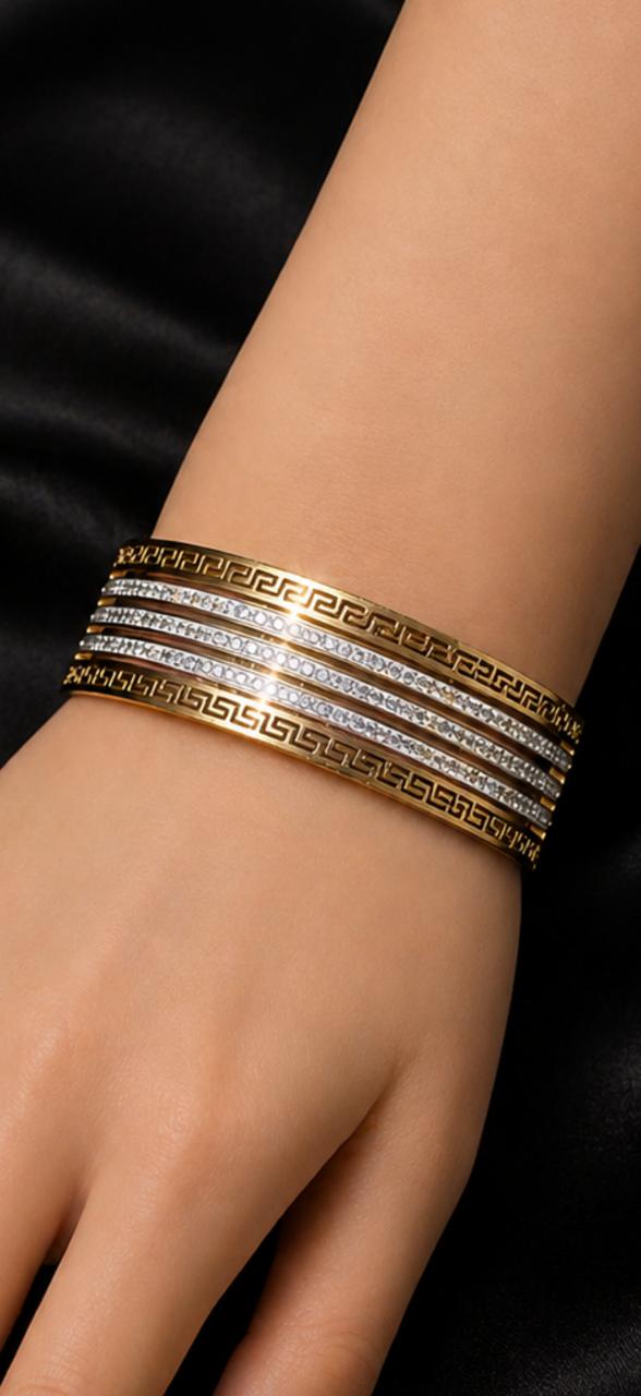 Luxury Gold Multi-Layer Crystal Cuff Bracelet
